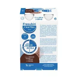 FRESUBIN 2 kcal Fibra DRINK Garrafa de Chocolate para Beber, 4X200 ml