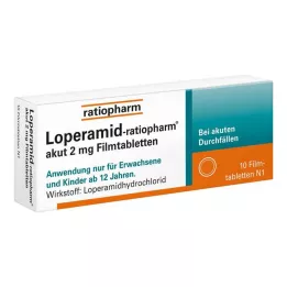 LOPERAMID-ratiopharm akut 2 mg comprimidos revestidos por película, 10 unidades