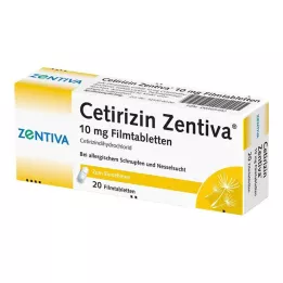 CETIRIZIN Zentiva 10 mg comprimidos revestidos por película, 20 unidades