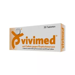 VIVIMED Comprimidos com cafeína contra dor de cabeça, 30 unidades
