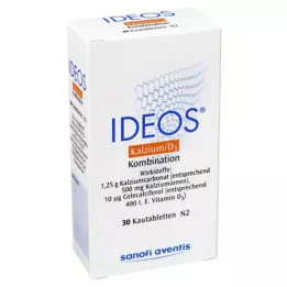 IDEOS Comprimidos mastigáveis de 500 mg/400 UI, 30 unidades