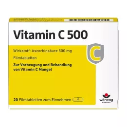VITAMIN C 500 comprimidos revestidos por película, 20 unidades