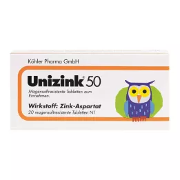 UNIZINK 50 comprimidos gastrorresistentes, 20 unidades