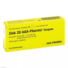 ZINK 20 AAA-Drageias farmacêuticas, 20 unidades