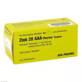 ZINK 20 AAA-Farmacêutica Drageias, 50 pcs