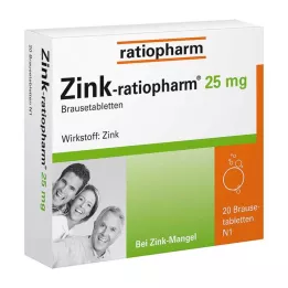 ZINK-RATIOPHARM Comprimidos efervescentes de 25 mg, 20 unidades