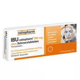 IBU-RATIOPHARM Comprimidos para dor aguda de 200 mg, comprimidos revestidos por película, 10 unidades