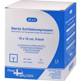 SCHLITZKOMPRESSEN 10x10 cm estéril 8 vias, 25X2 pcs