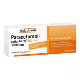 PARACETAMOL-ratiopharm 500 mg comprimidos, 20 unidades