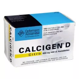 CALCIGEN D Citro 600 mg/400 I.E. comprimidos mastigáveis, 100 unidades