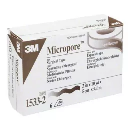 MICROPORE Remendo de lã 5 cm x 9,1 m pele 1533-2, 6 peças