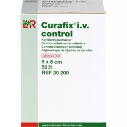 CURAFIX i.v. Pacote de fixação de cânula de controle 6x9 cm, 50 un