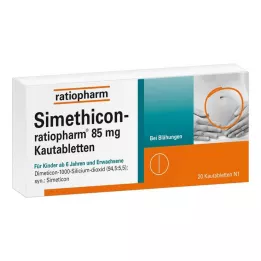 SIMETHICON-ratiopharm 85 mg comprimidos mastigáveis, 20 unidades