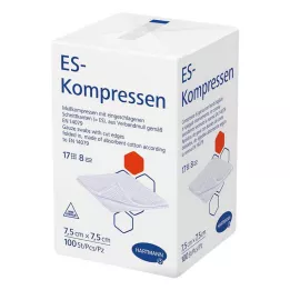 ES-KOMPRESSEN não estéril 7,5x7,5 cm 8 vias, 100 unidades