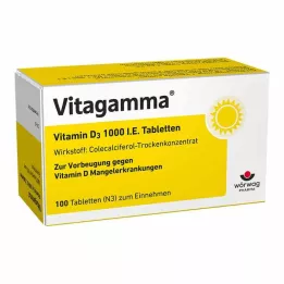 VITAGAMMA Comprimidos de vitamina D3 1.000 UI, 100 unidades