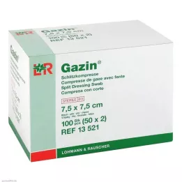 GAZIN Compressas de fenda 7,5x7,5 cm estéreis 8 camadas, 50X2 unidades