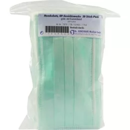 MUNDSCHUTZ OP-Máscara facial com elástico verde, 50 un