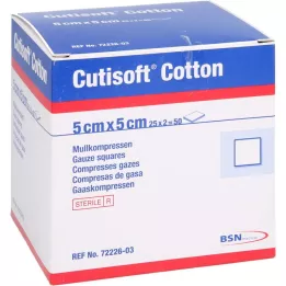 CUTISOFT Compressa de algodão 5x5 cm estéril, 25X2 pcs