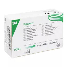 DURAPORE Gesso de seda Rolo de 2,5 cm x 9,1 m, 12 peças