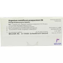 ARGENTUM METALLICUM praeparatum D 8 ampolas, 8 unid