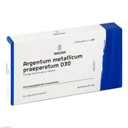 ARGENTUM METALLICUM praeparatum D 30 ampolas, 8 unid
