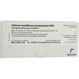 STIBIUM METALLICUM PRAEPARATUM D 20 ampolas, 8X1 ml