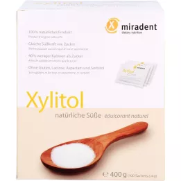 MIRADENT Sachês de pó substituto de açúcar xilitol, 100X4 g