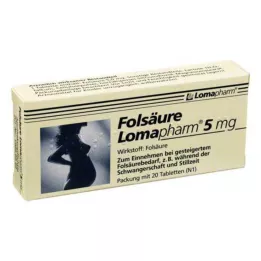 FOLSÄURE LOMAPHARM Comprimidos de 5 mg, 20 unidades