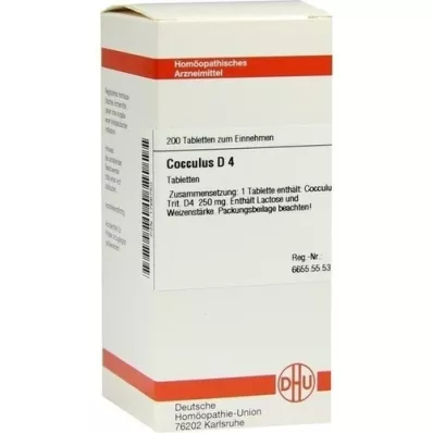 COCCULUS D 4 comprimidos, 200 unidades COCCULUS D 4 comprimidos, 200 unidades