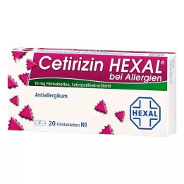 CETIRIZIN HEXAL Comprimidos revestidos por película para alergias, 20 unidades