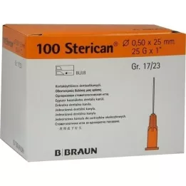 STERICAN Cânula odontológica Luer 0,5x25 mm, 100 unidades