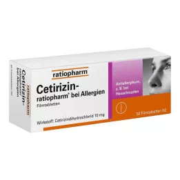 CETIRIZIN-ratiopharm para alergias 10 mg comprimidos revestidos por película, 50 unidades
