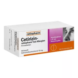 CETIRIZIN-ratiopharm para alergias 10 mg comprimidos revestidos por película, 100 unidades