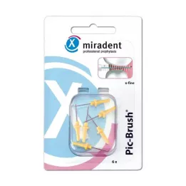 MIRADENT Interd.Pic-Brush escova de substituição x-fine amarela, 6 peças