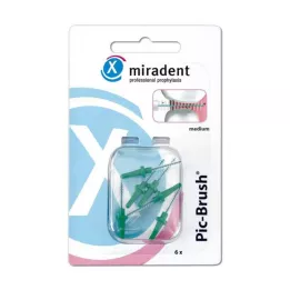 MIRADENT Interd.Pic-Brush escova de substituição verde médio, 6 peças