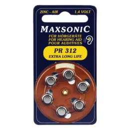 Baterias para aparelhos auditivos Maxsonic PR312, 6 unidades