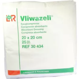 VLIWAZELL Compressas absorventes não estéreis 20x20 cm, 25 unidades