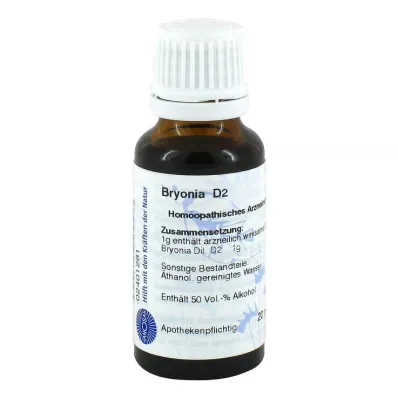 BRYONIA Diluição D 2, 20 ml BRYONIA Diluição D 2, 20 ml