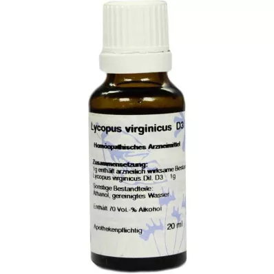 LYCOPUS VIRGINICUS Diluição D3, 20 ml LYCOPUS VIRGINICUS Diluição D3, 20 ml