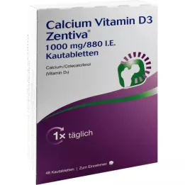 CALCIUM VITAMIN D3 Zentiva 1000 mg/880 UI Kautab, 48 unidades