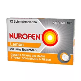 NUROFEN Comprimidos derretíveis de limão de 200 mg, 12 unidades