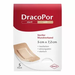DRACOPOR Curativo estéril 5x7,2 cm cor da pele, 5 peças