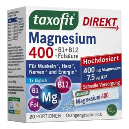 TAXOFIT Magnésio 400+B1+B6+B12+Ácido Fólico 800 grânulos, 20 unidades