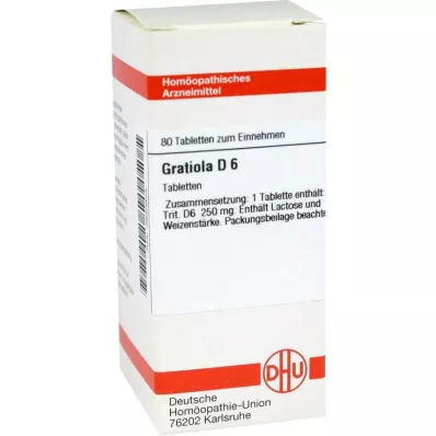 GRATIOLA D 6 comprimidos, 80 unidades GRATIOLA D 6 comprimidos, 80 unidades
