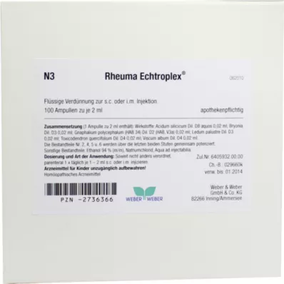 RHEUMA ECHTROPLEX Solução injetável, 100X2 ml RHEUMA ECHTROPLEX Solução injetável, 100X2 ml