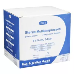 MULLKOMPRESSEN 5x5 cm estéril 8 vias, 25X2 pcs