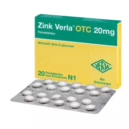 ZINK VERLA OTC Comprimidos revestidos por película de 20 mg, 20 unidades