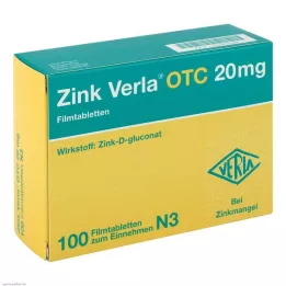 ZINK VERLA OTC Comprimidos revestidos por película de 20 mg, 100 unidades