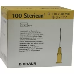STERICAN Cânulas 19 Gx1 1/2 1,1x40 mm, 100 peças
