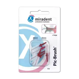 MIRADENT Interd.Pic-Brush escova de substituição x-grande bordô, 6 peças
